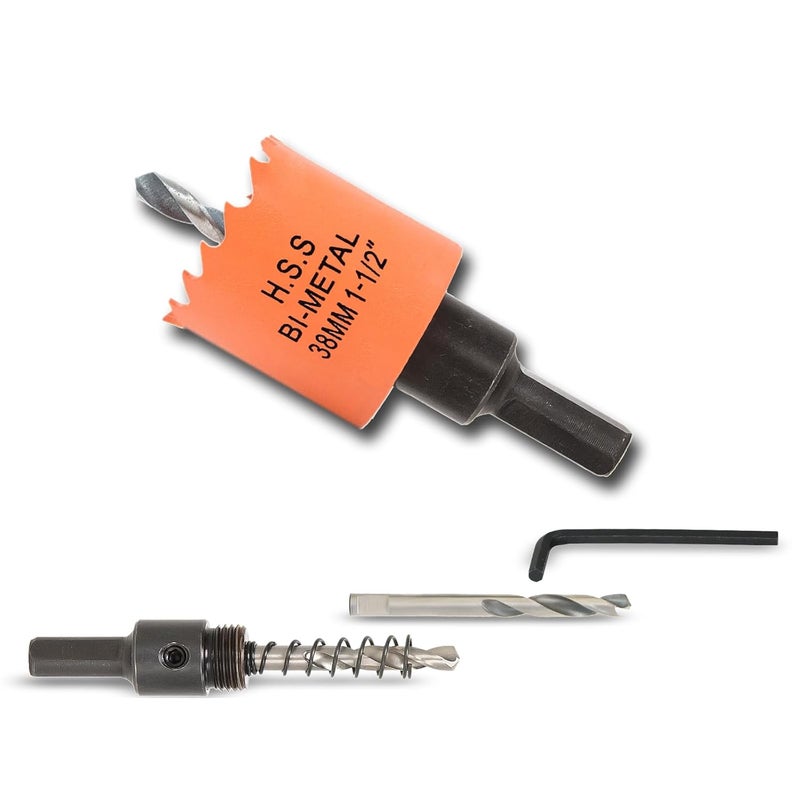 VIKITON 1-1/2 inch Hole Saw with Arbor for Metal Wood Plastic, 1.5 in Bimetal Hole Cutter for Different Project with Smooth and Flat Drilling Edge, Fast Chip Removal - Image 1
